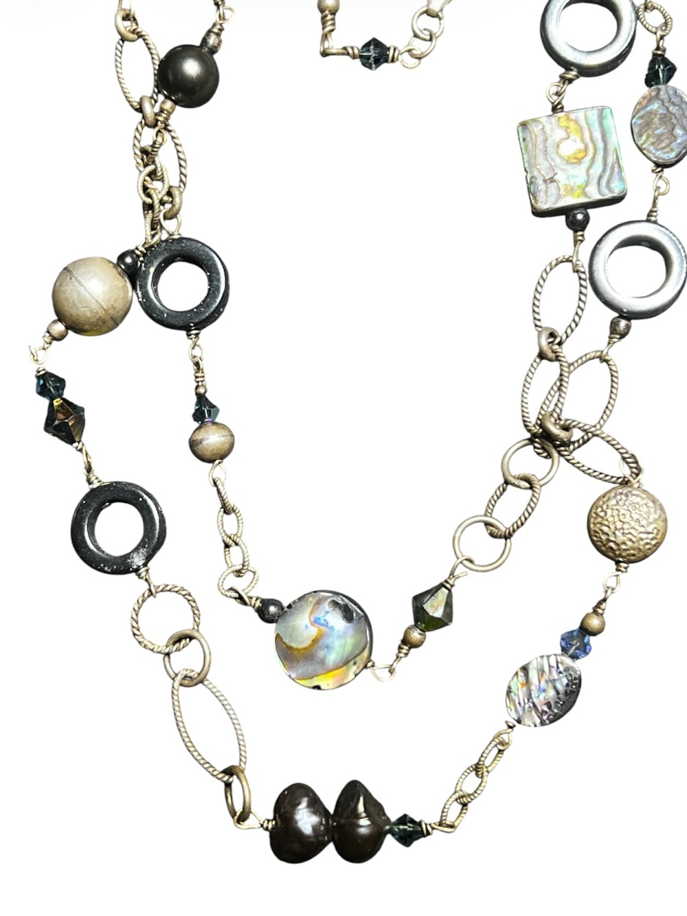 Silpada Sterling Silver Abalone Mother of Pearl Onyx Hematite Pearl Necklace - Picture 11 of 16
